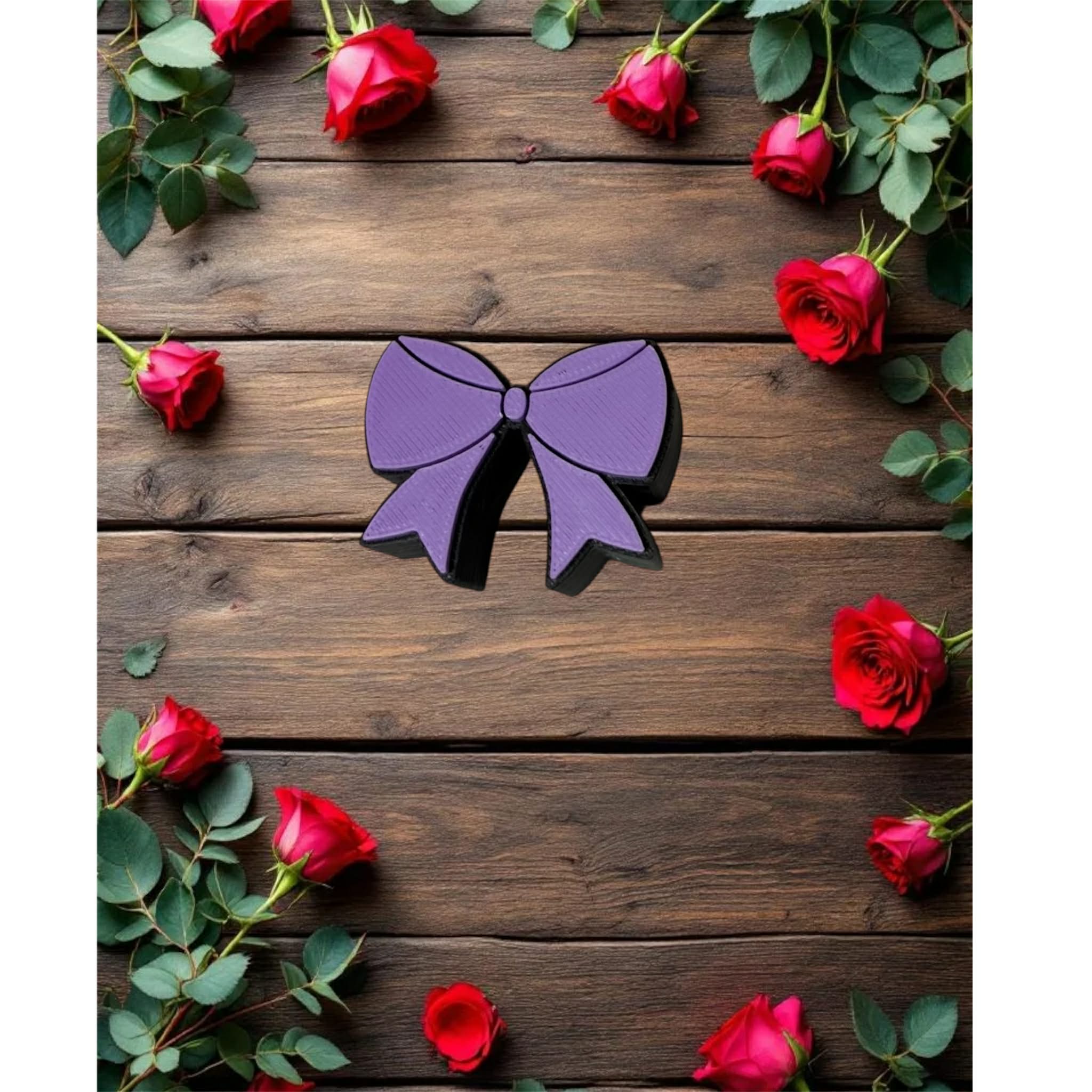 Purple bow straw topper
