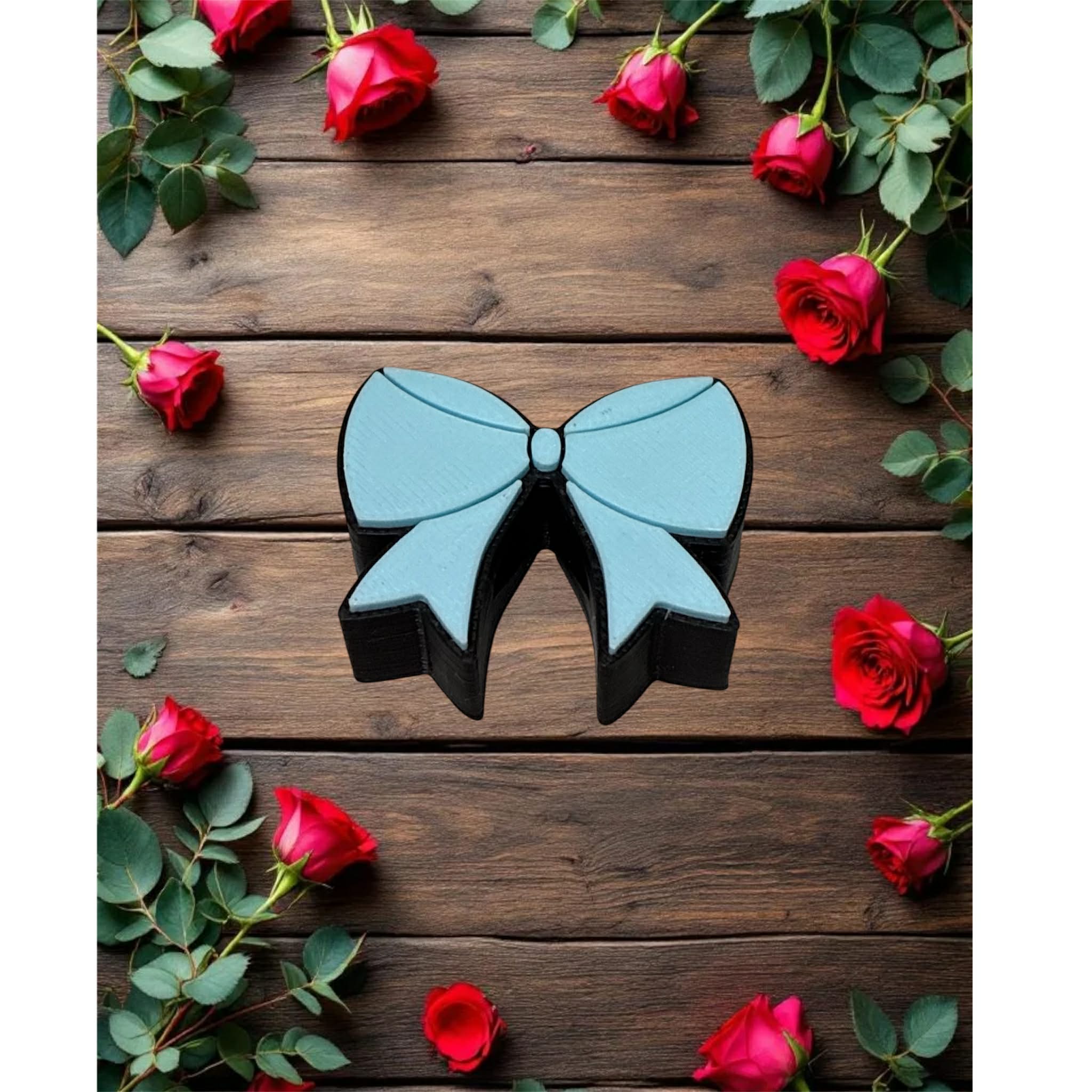 Blue bow straw topper